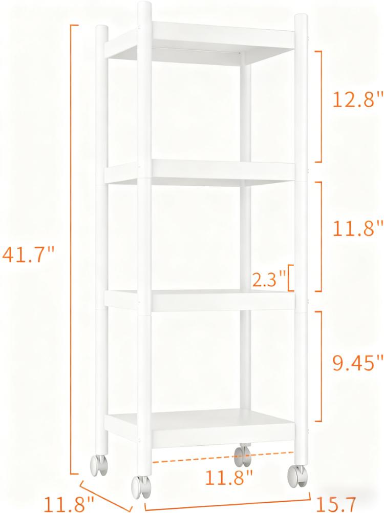 4-Tier Adjustable Mobile Storage Shelf