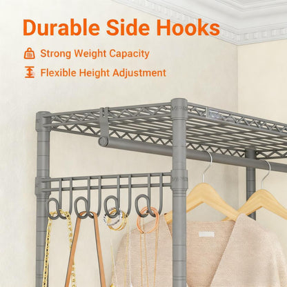 Portable Closet Organizer with Wheels & Side Hooks