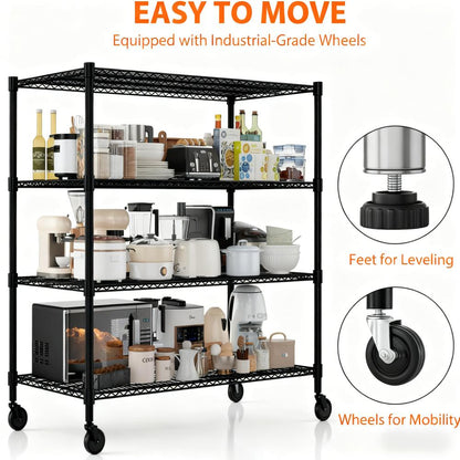 4-Tier Heavy-Duty Mobile Storage Shelf