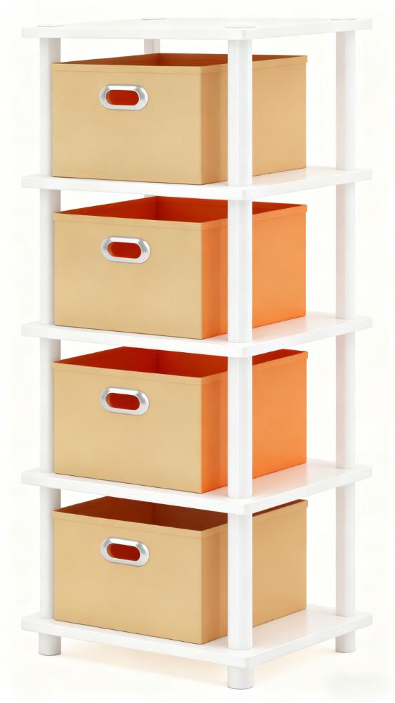 5-Tier Compact Storage Shelf with Fabric Bins