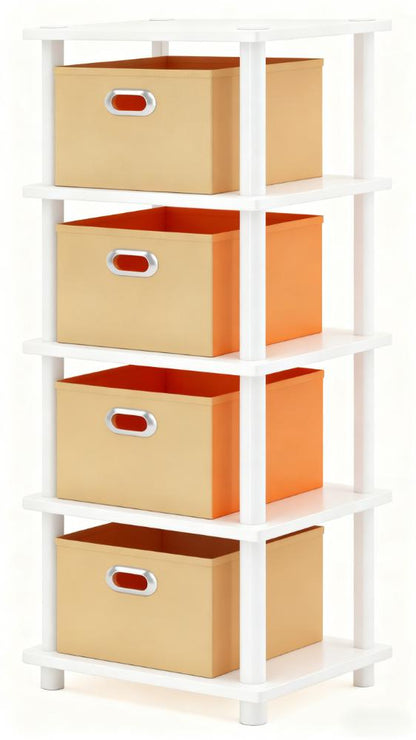 5-Tier Compact Storage Shelf with Fabric Bins
