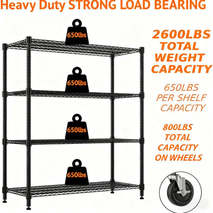4-Tier Heavy-Duty Mobile Storage Shelf