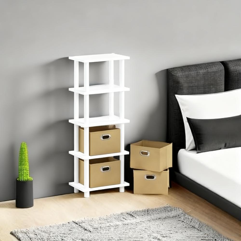 5-Tier Compact Storage Shelf with Fabric Bins