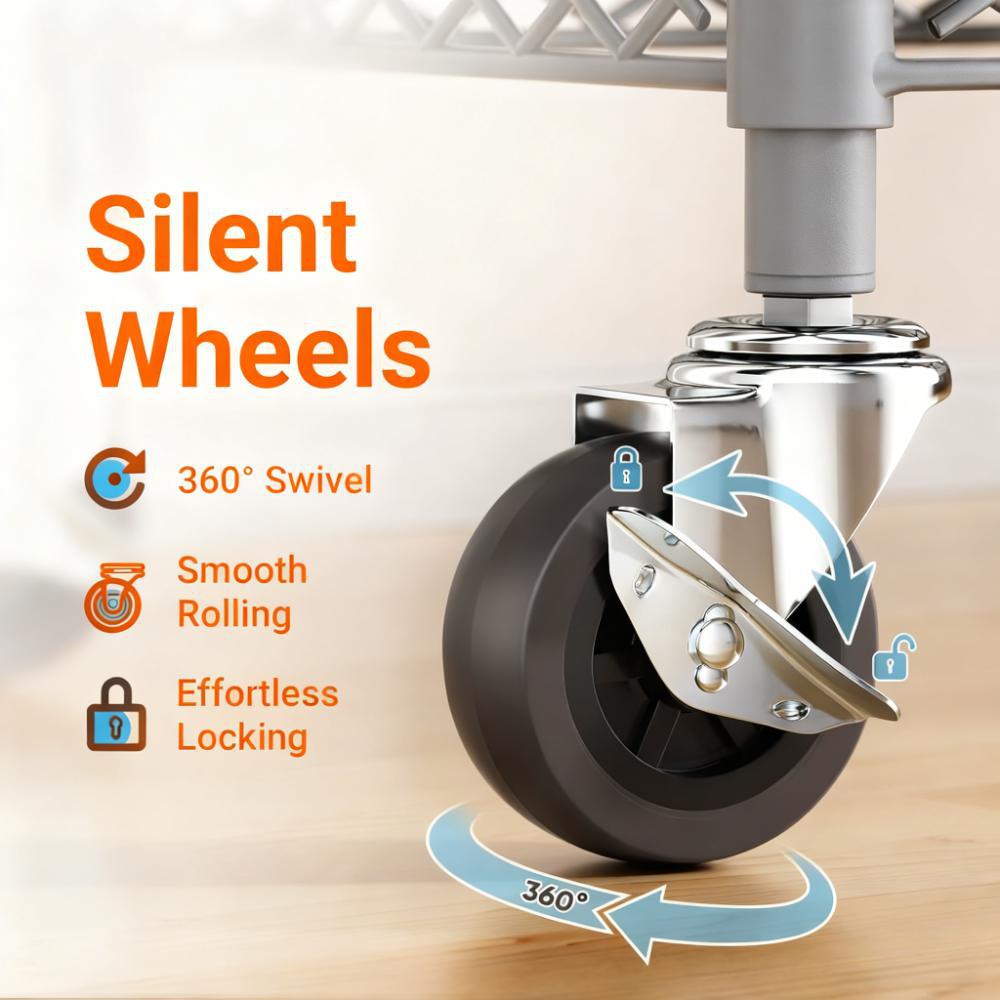 Portable Closet Organizer with Wheels & Side Hooks