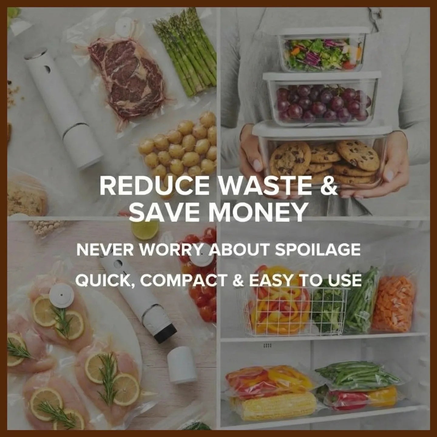 Save Time, Save Money: 5-Second Vacuum Sealer + 6 Canisters + 30 Heavy-Duty Pouches for Ultimate Food Storage!