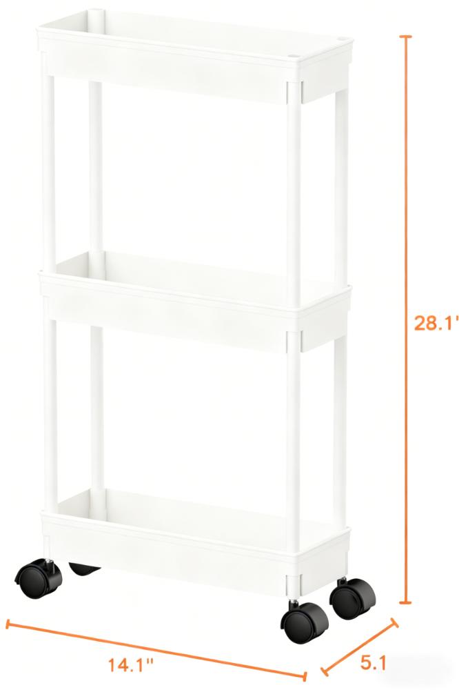 3-Tier Slim Mobile Storage Cart