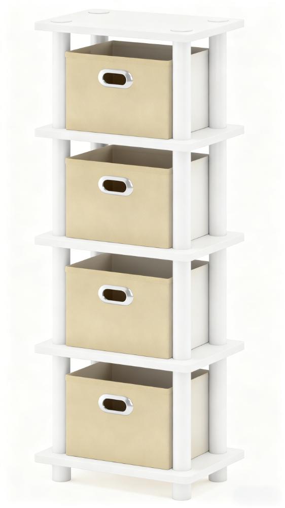 5-Tier Compact Storage Shelf with Fabric Bins