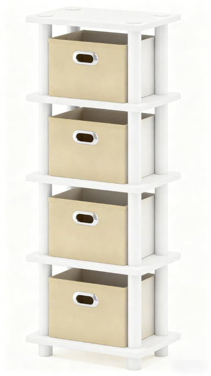 5-Tier Compact Storage Shelf with Fabric Bins