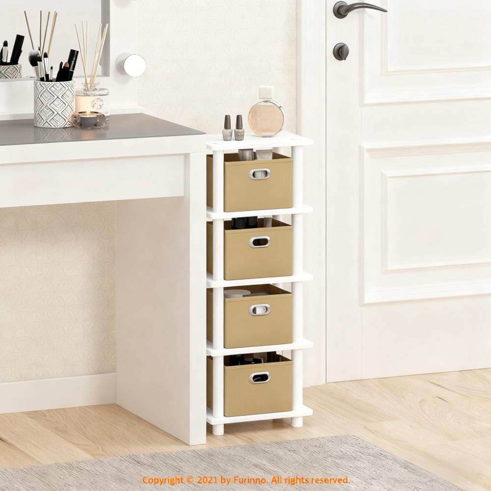 5-Tier Compact Storage Shelf with Fabric Bins