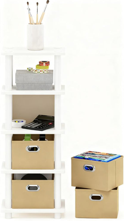 5-Tier Compact Storage Shelf with Fabric Bins